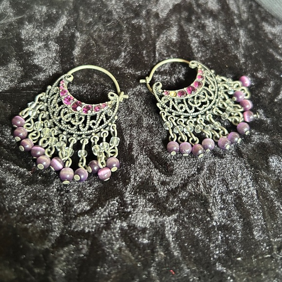 🍓*AS IS* VINTAGE BEADED DANGLE EARRINGS - Picture 2 of 2